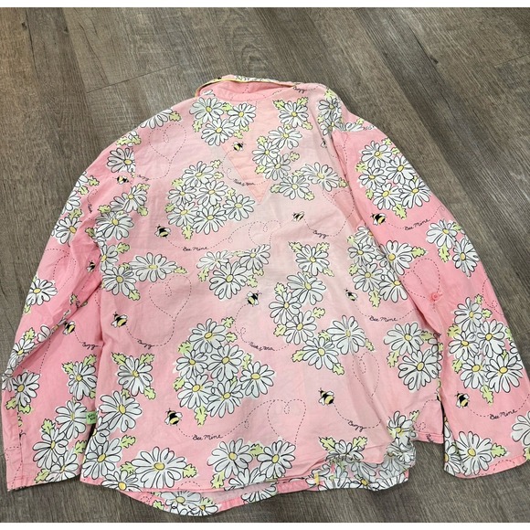 Nick and Nora Vintage BEE Mine Peach Pajama set Size Large vTG Pink Y2K - Picture 2 of 5